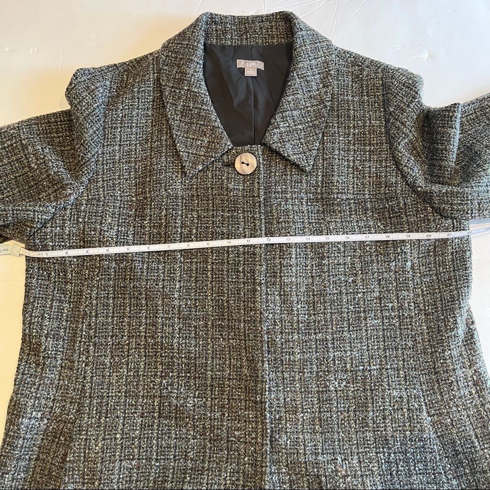 J Jill gray tweed short sleeve wool blend snap front blazer jacket - Picture 10 of 11